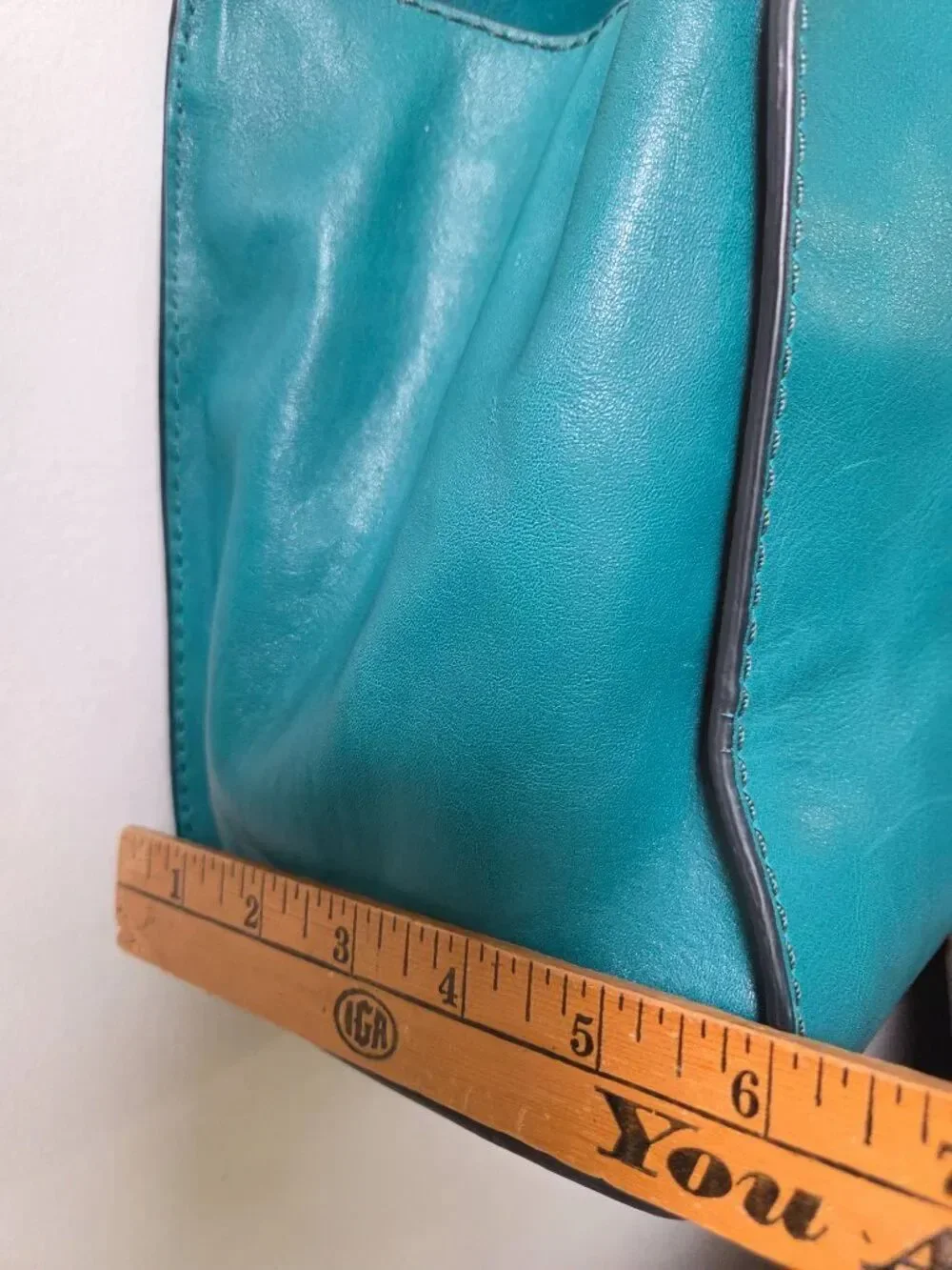 EUC BEAUTIFUL FOSSIL COW HIDE GENUINE LEATHER TEAL SATCHEL